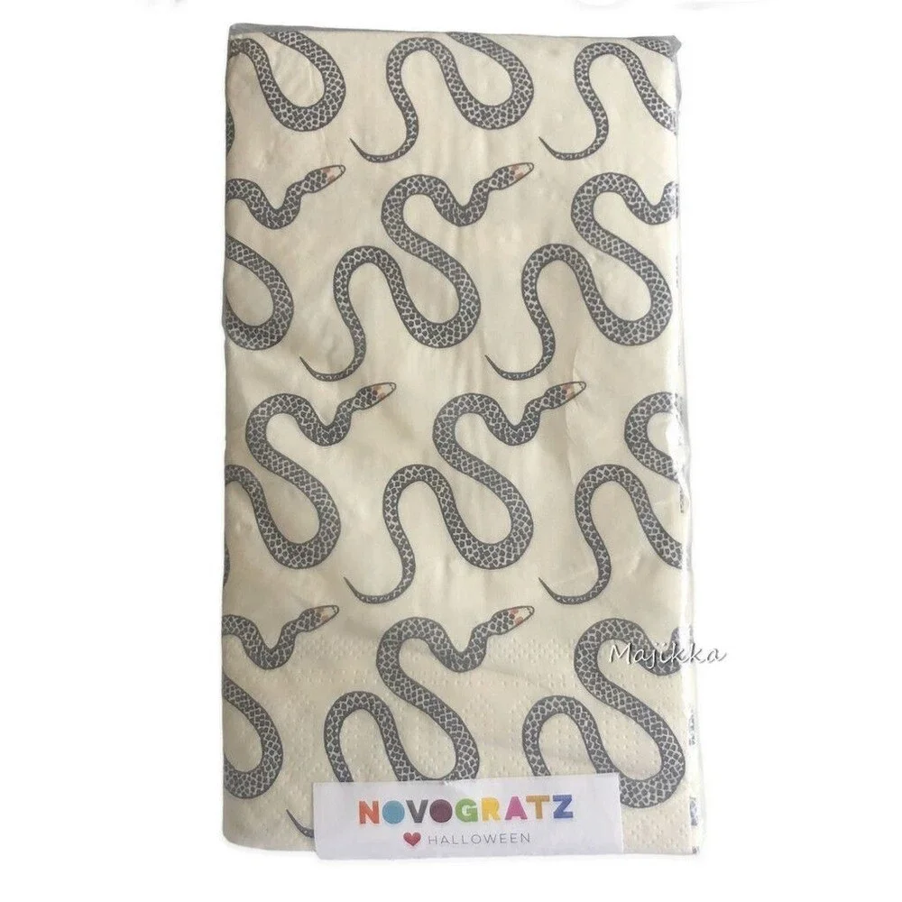 Halloween Slithering Snake Paper Dinner Napkins 40 Ct Spooky Buffet Hand Towels